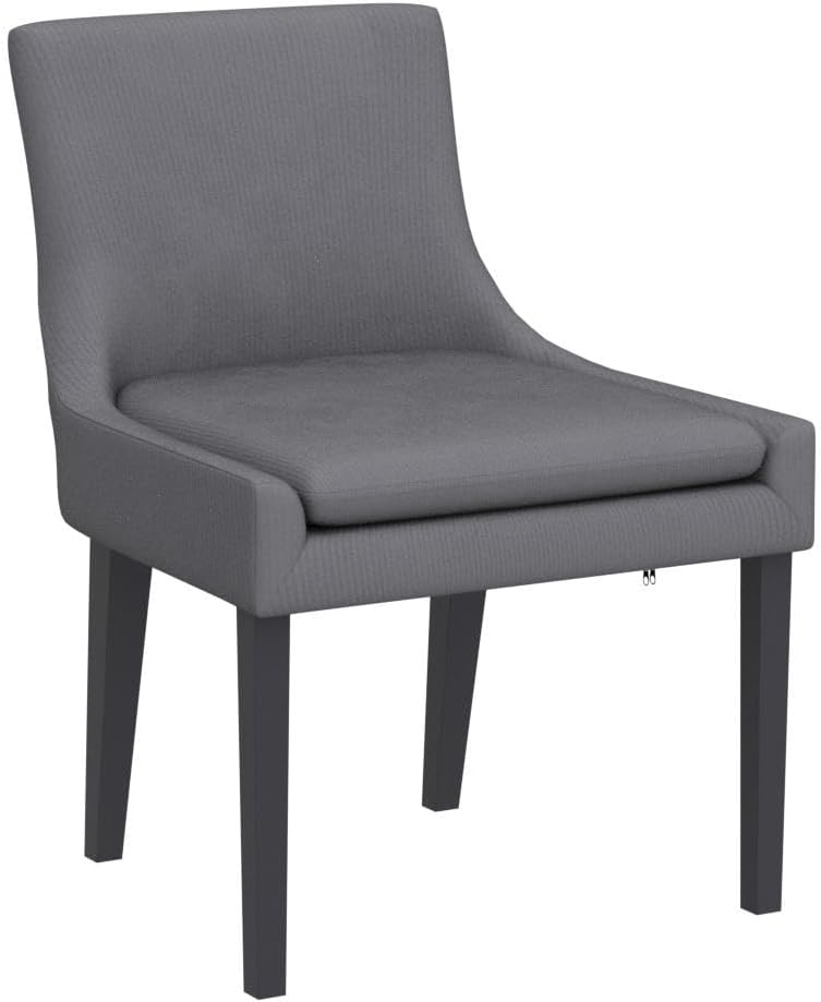 COLAMY Modern Dining Chairs Set of 4, Upholstered Corduroy Accent Side Leisure Chairs with Mid Back and Wood Legs for Living Room/Dining Room-Grey