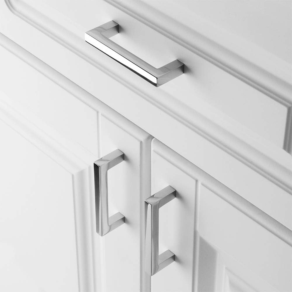 KOOFIZO 30-Pack Solid Square Bar Cabinet Handle - Chrome Furniture Pull, 3 Inch/76mm Screwhole Distance for Kitchen Cupboard Door, Bedroom Dresser Drawer, Bathroom Wardrobe Hardware