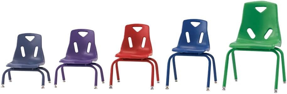 Berries Jonti-Craft 8120JC6003 Stacking Chairs with Powder-Coated Legs, 10" Height, Blue, Pack of 6
