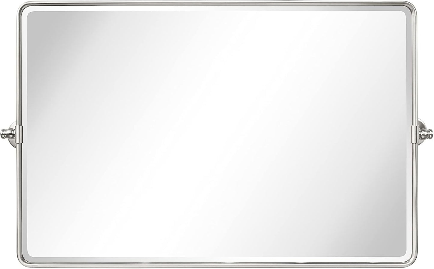 TEHOME 24 x 38'' Horizontal Farmhouse Brush Nickel Metal Framed Pivot Rectangle Bathroom Mirror Tilting Beveled Vanity Mirrors for Wall