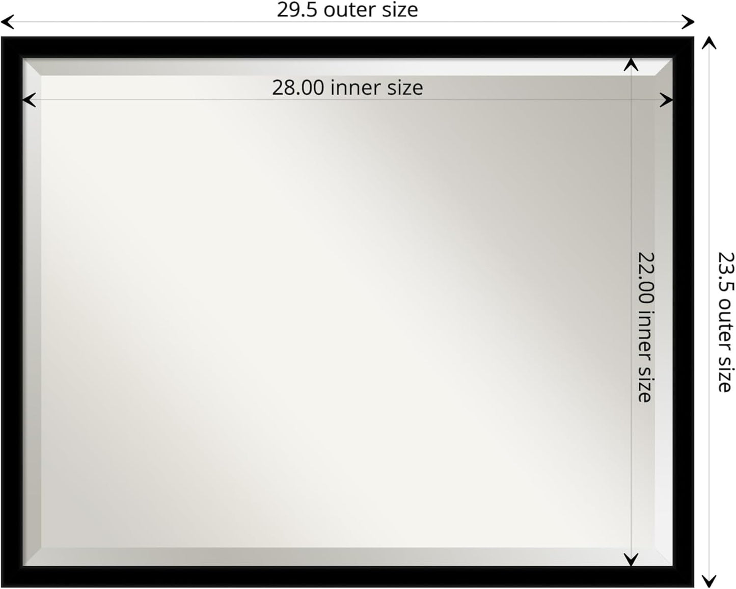 Amanti Art Black Bathroom Mirror for Over Sink, 24x30 Jet Black Rectangle Vanity Mirror, Large Modern Contemporary Frame, Hangs Horizonally and Vertically, Bathroom Wall Decor, Beveled Edge