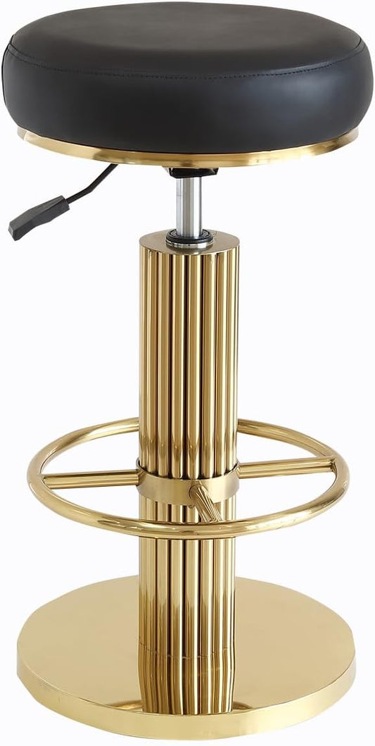 FUNROLUX Gold Bar Stools Adjustable Swivel Counter Stools Modern Backless Counter Height Bar Stools for Kitchen Island with Metal Legs and Upholstered Microfiber Leather (Black)