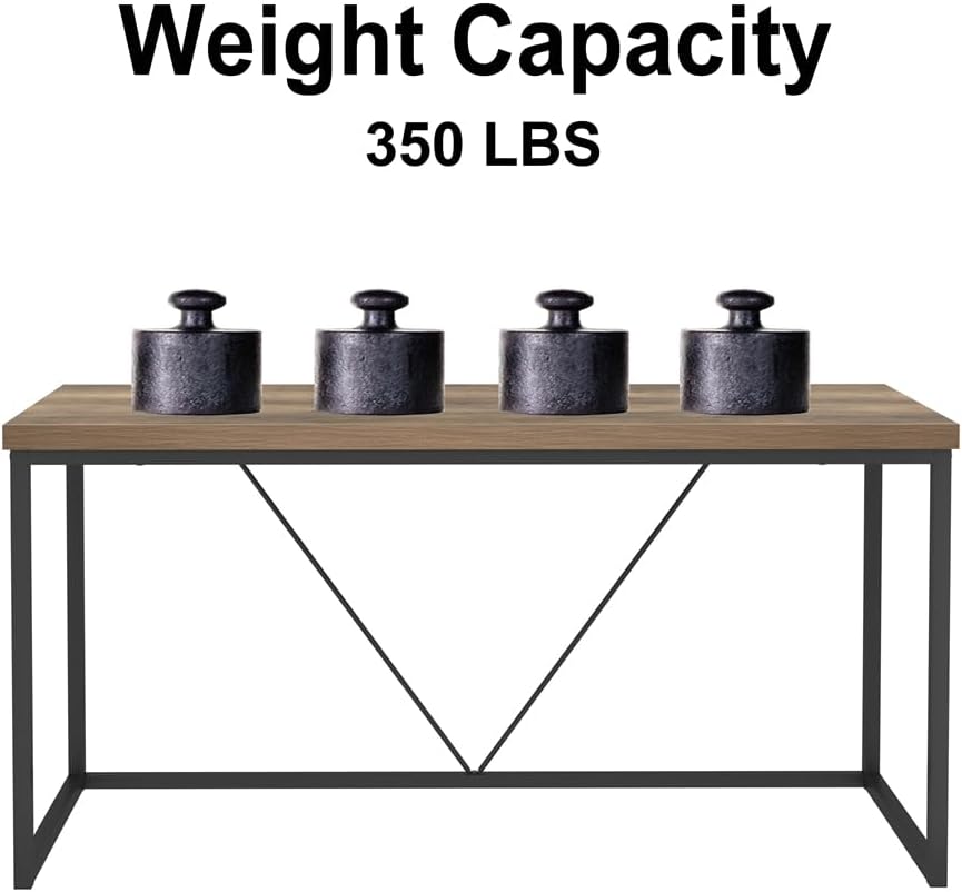 FOLUBAN Industrial Computer Desk, Rustic Wood and Metal Writing Desk, Vintage PC Table for Home Office, Oak 60 inch