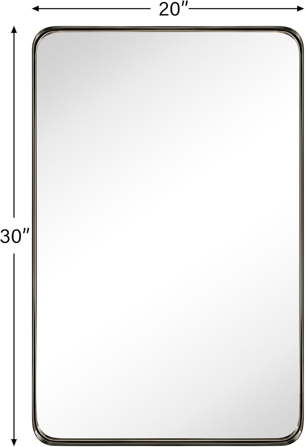 TEHOME 20x30 inch Oil Rubbed Bronze Mirror Dark Bronze Metal Framed Bathroom Mirror for Wall in Stainless Steel Rounded Rectangular Bathroom Vanity Mirrors Wall Mounted