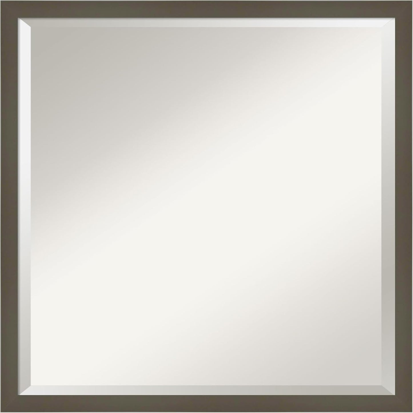 Amanti Art Grey Wall Mirror 21x21 Svelte Clay Grey Square Bathroom Mirror for Wall Decor Living Room, Medium Modern Wood Frame, Hangs Horizonally and Vertically, Bathroom Decor, Beveled Edge