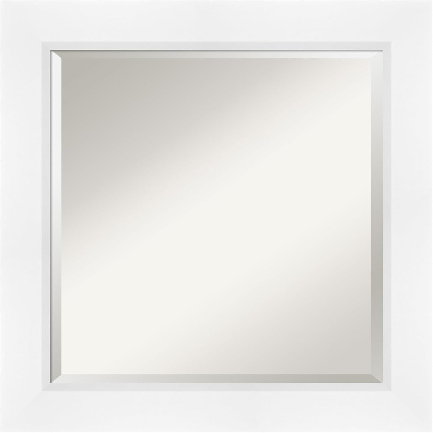 Amanti Art White Bathroom Mirror for Over Sink, 26x26 Sloped White Square Vanity Mirror, Medium Modern Contemporary Frame, Hangs Horizonally and Vertically, Bathroom Wall Decor, Beveled Edge