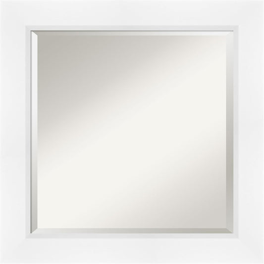Amanti Art White Bathroom Mirror for Over Sink, 26x26 Sloped White Square Vanity Mirror, Medium Modern Contemporary Frame, Hangs Horizonally and Vertically, Bathroom Wall Decor, Beveled Edge
