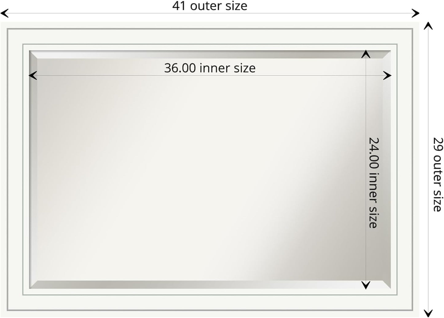 Amanti Art White Bathroom Mirror for Over Sink, 29x41 Craftsman White Rectangle Vanity Mirror, Large Casual Wood Frame, Hangs Horizonally and Vertically, Bathroom Wall Decor, Beveled Edge from WI, USA