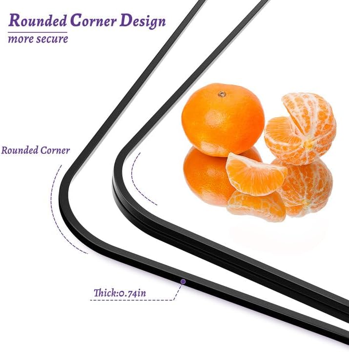 Bathroom Mirror, 48" x 30" Wall Mirror, Rectangular Aluminum Alloy Frame Contemporary Hanging Mirror for Living Room Bathroom Entryway, Black Rounded Corner