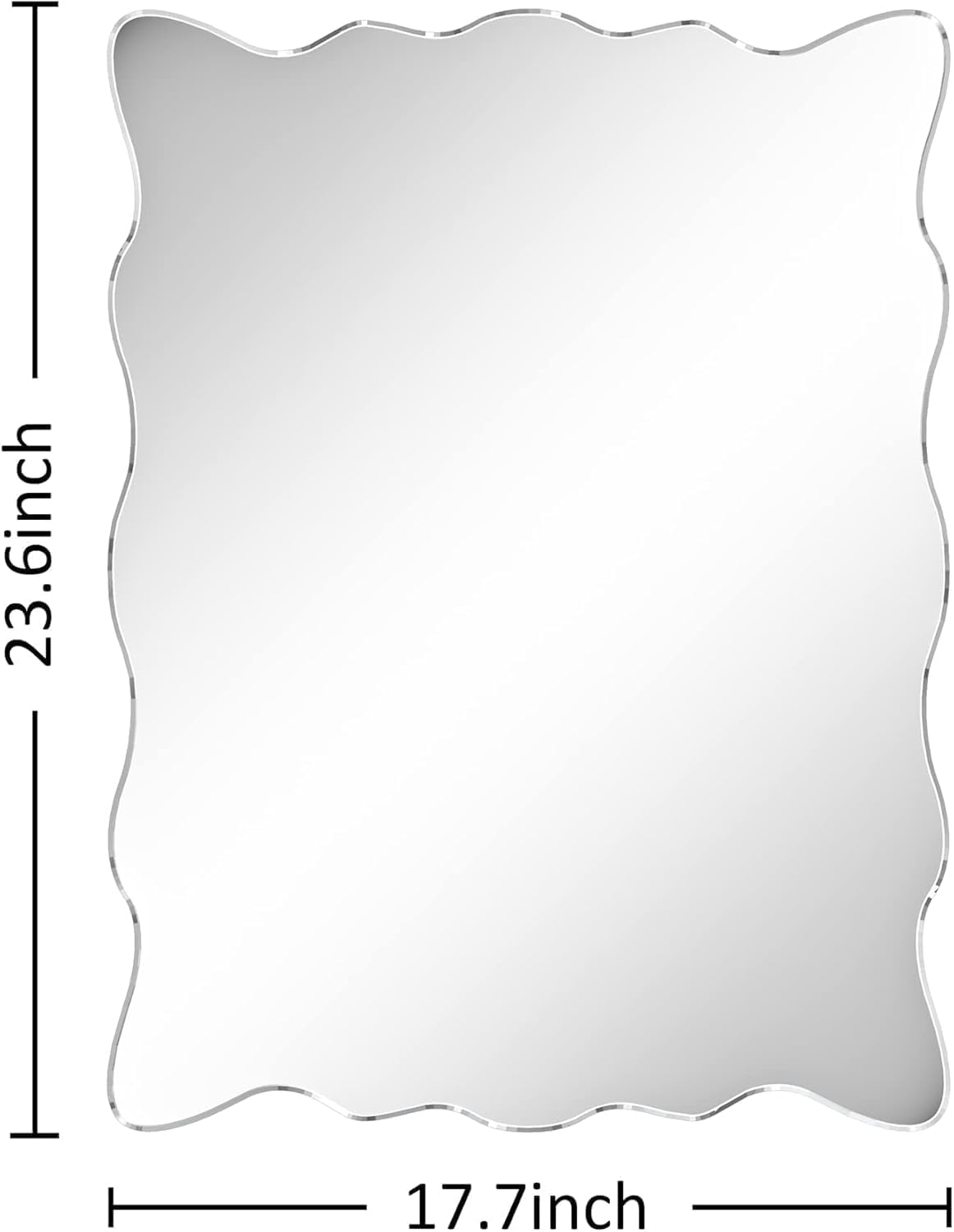 KOHROS Wavy Wall Mirror Frameless Bathroom Mirrors for Over Sink 18” x 24" Beveled Edge Mirror for Vanity and Entryway Hang Horizontally or Vertical