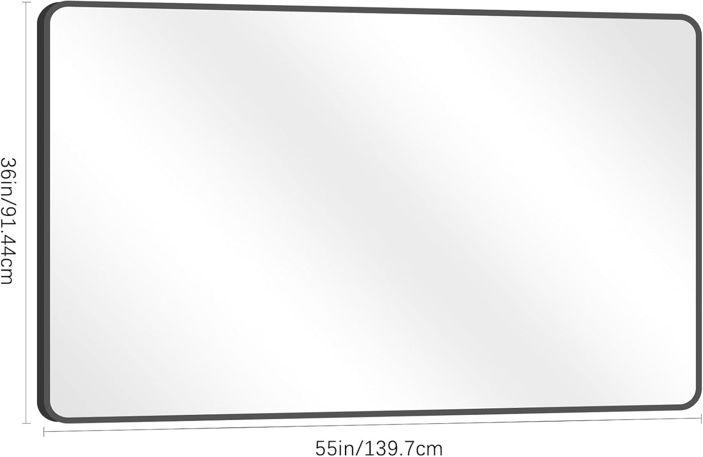 36" x 55"Bathroom Mirror, Matte Black Wall Mirror with Metal Frame, Decorative Rectangular Vanity Mirror for Bedroom Bathroom Living Room Entryway (Horizontal/Vertical)