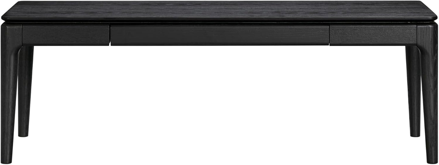 NTC Mingle Modern Wooden Rectangle Coffee Table with Hidden Drawer – Waterproof & Heat Resistant, Burnt Black