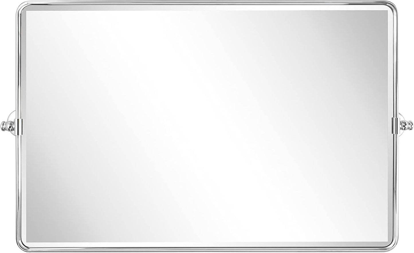 TEHOME 24 x 38'' Horizontal Farmhouse Chrome Metal Framed Pivot Rectangle Bathroom Mirror Tilting Beveled Vanity Mirrors for Wall