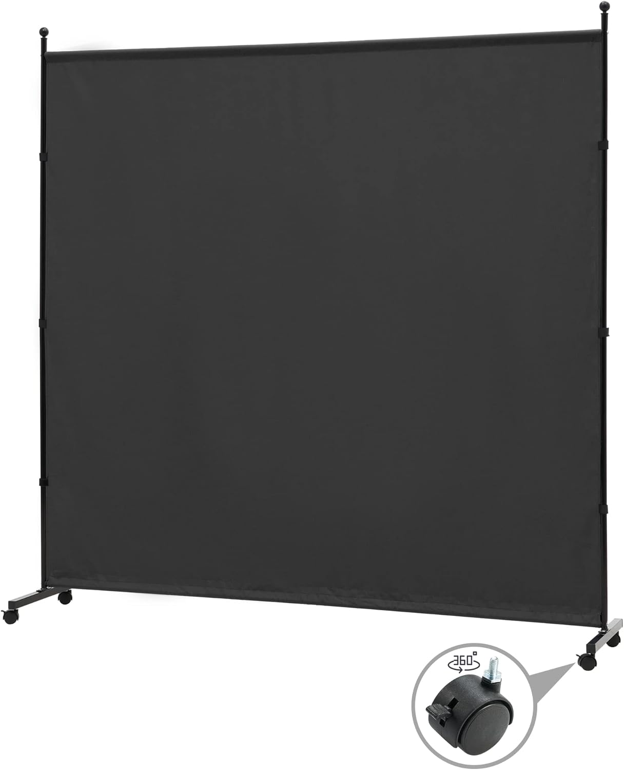 6FT Single Panel Room Divider with Wheels,Rolling Fabric Room Dividers for Partition Privacy Screens,Freestanding Wall Divider for Home Office,Restaurant,Hospital,(Black)