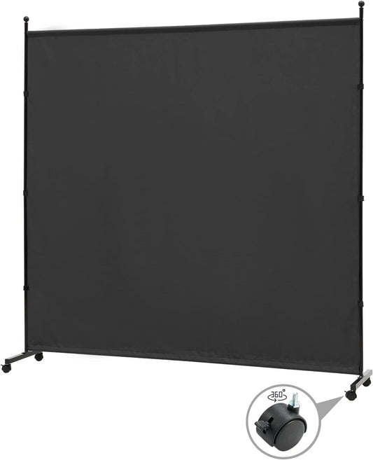 6FT Single Panel Room Divider with Wheels,Rolling Fabric Room Dividers for Partition Privacy Screens,Freestanding Wall Divider for Home Office,Restaurant,Hospital,(Black)
