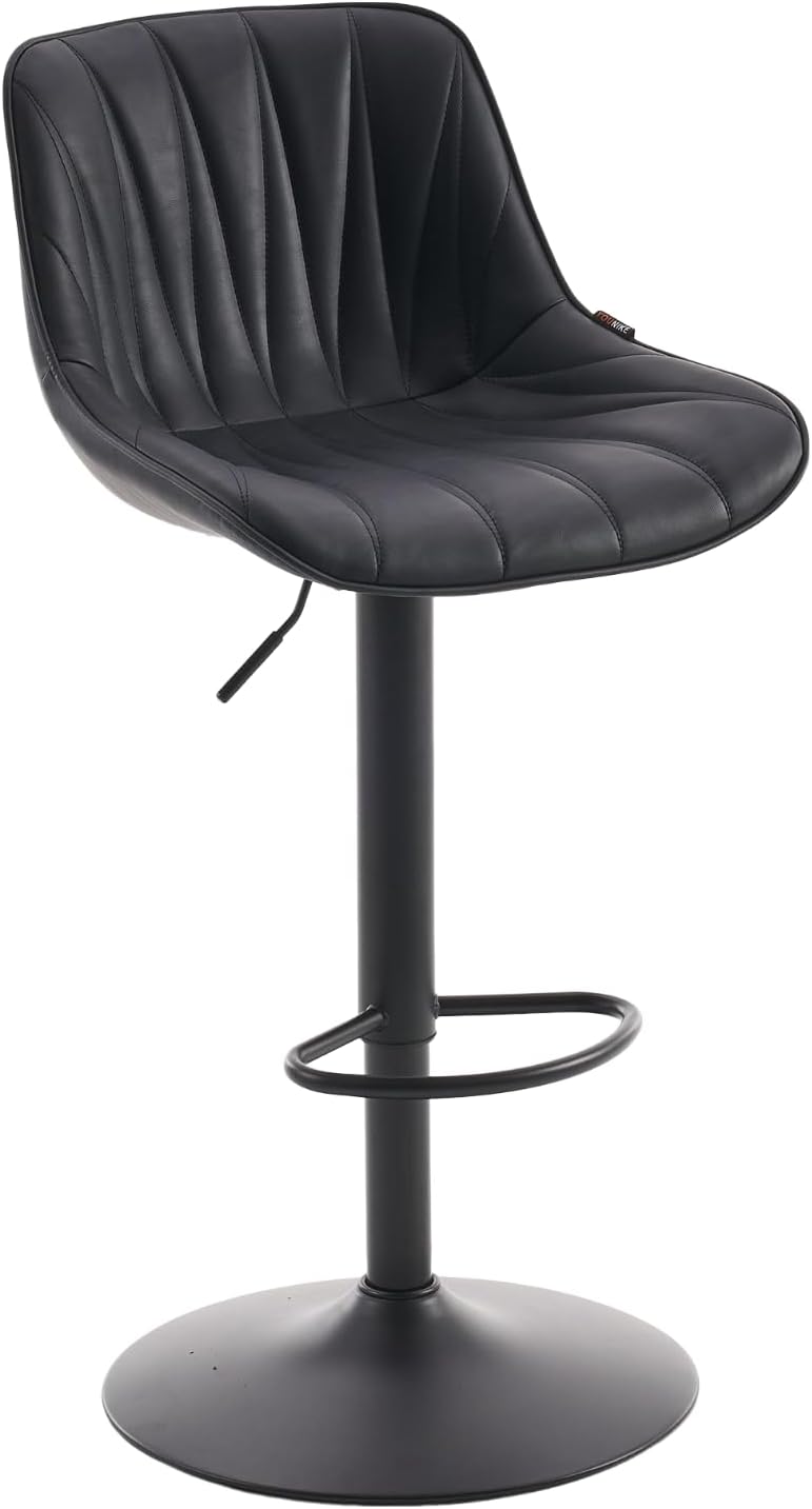 YOUNIKE Bar Stools Set of 2 for Kitchen Island, Black Swivel Tall Bar Stools, Adjustable Barstools with Back, Faux Leather Padded Stools, Modern Counter Height Bar Chairs with 300LBS Support