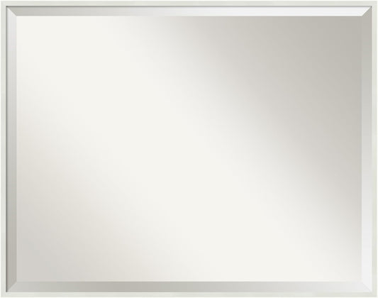 Amanti Art White Bathroom Mirror for Over Sink, 23x29 Lucie White Rectangle Vanity Mirror, Large Modern Wood Frame, Hangs Horizonally and Vertically, Bathroom Wall Decor, Beveled Edge from WI, USA