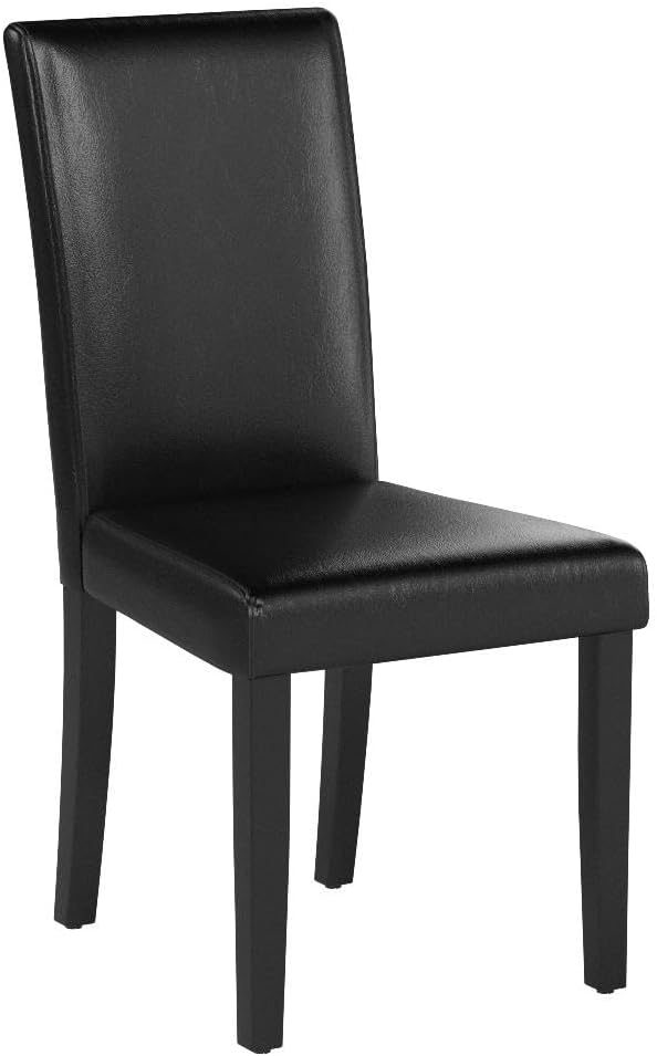Yaheetech Dining Chairs Set of 4 PU Leather Upholstered Parsons Dining Chairs with Solid Wood Legs for Kitchen/Living Room/Restaurant, Modern Style, Black