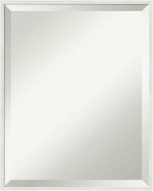 Amanti Art White Bathroom Mirror for Over Sink, 21x17 Lucie White Rectangle Vanity Mirror, Small Modern Wood Frame, Hangs Horizonally and Vertically, Bathroom Wall Decor, Beveled Edge from WI, USA