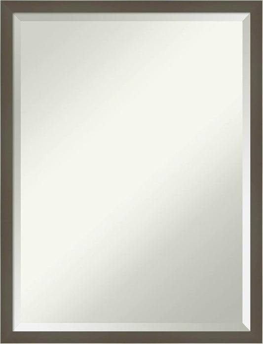Amanti Art Grey Wall Mirror 25x19 Svelte Clay Grey Rectangle Bathroom Mirror for Wall Decor Living Room, Medium Modern Wood Frame, Hangs Horizonally and Vertically, Bathroom Decor, Beveled Edge