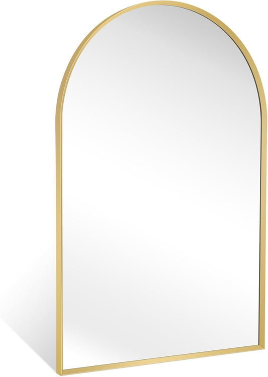Arched Wall Mirror for Bathroom, 24"x36" Gold Mordern Metal Frame for Entryway Living Room Bedroom Wall Decor