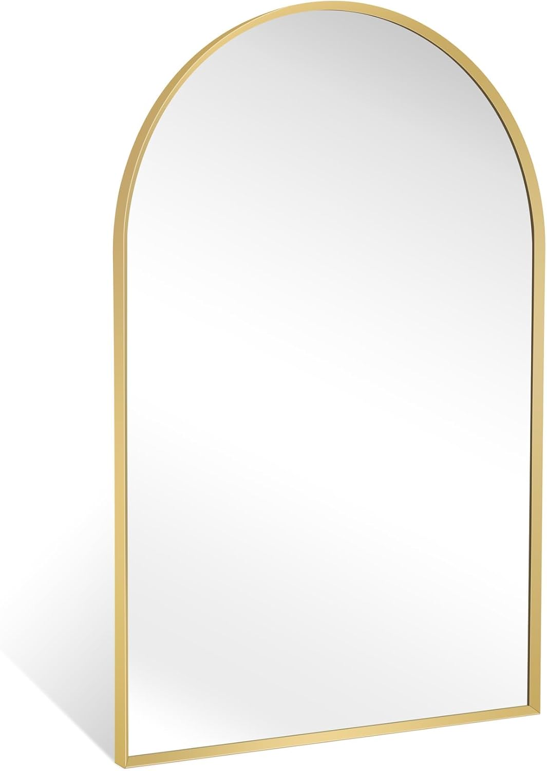 Large Gold Arched Mirror, 30" x 40" Modern Brushed Metal Frame Arch Wall Decorative Mirror, Arched Top Bathroom Vanity Mirror for Living Room Bedroom Hallways Entryway