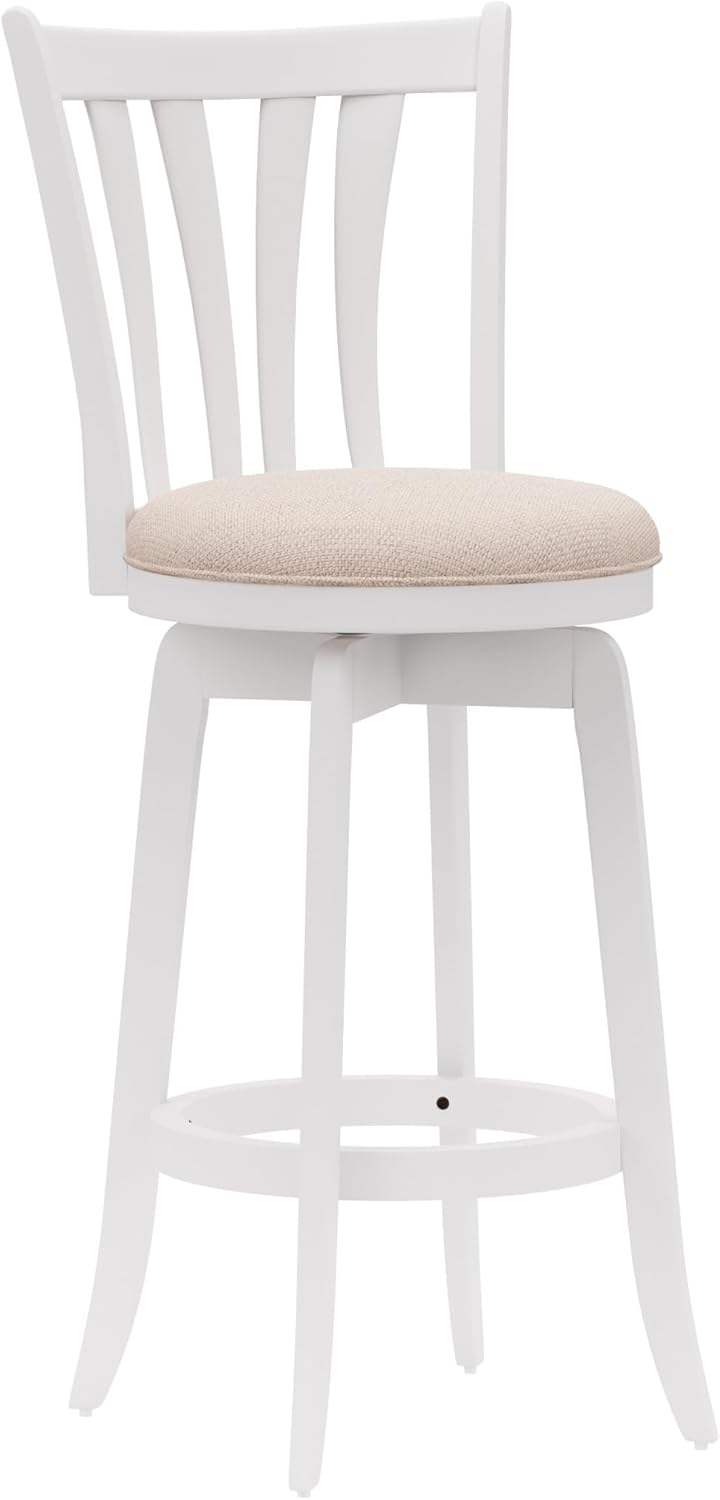 Hillsdale 29.5" Savana Wood Swival Bar Height Stool, White