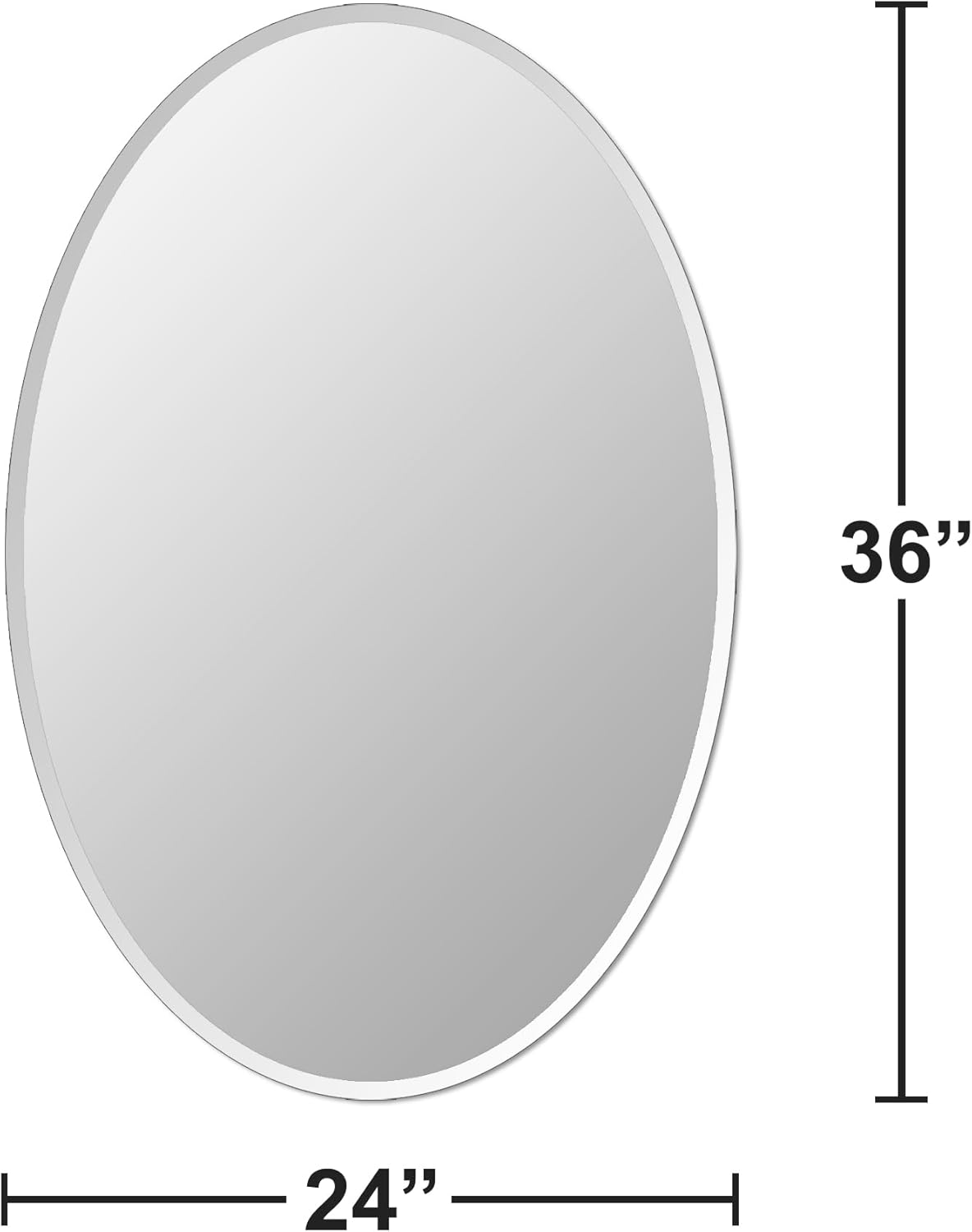 Frameless Oval Mirror, Bathroom Mirror for Over Sink, Beveled Polished Wall Mirror for Bathroom, Bedroom, Vanity and Entryway 24" x 36"