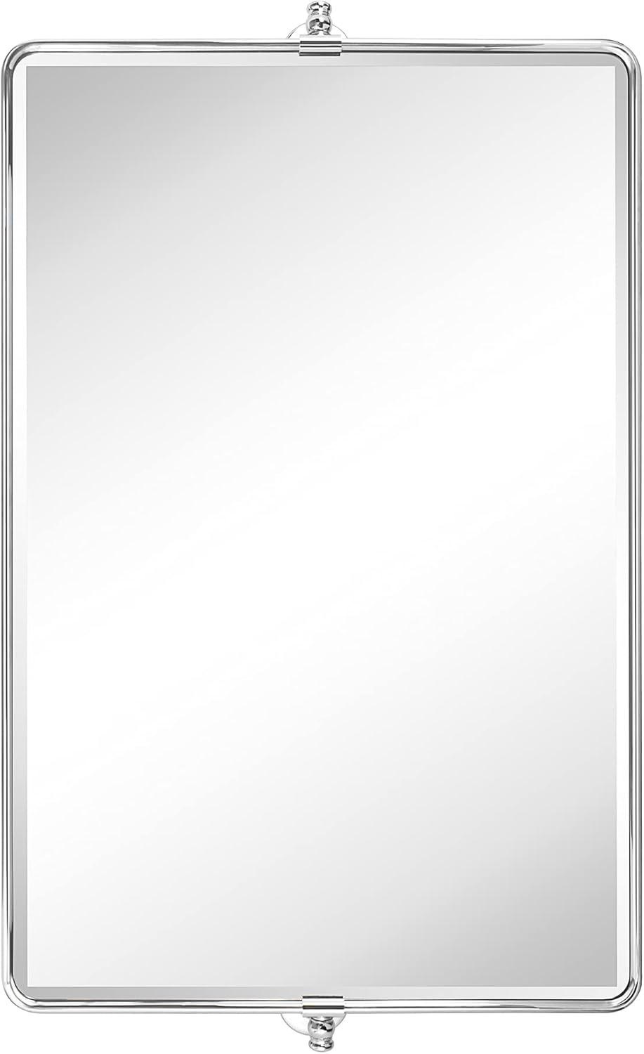 TEHOME 24 x 38'' Horizontal Farmhouse Chrome Metal Framed Pivot Rectangle Bathroom Mirror Tilting Beveled Vanity Mirrors for Wall