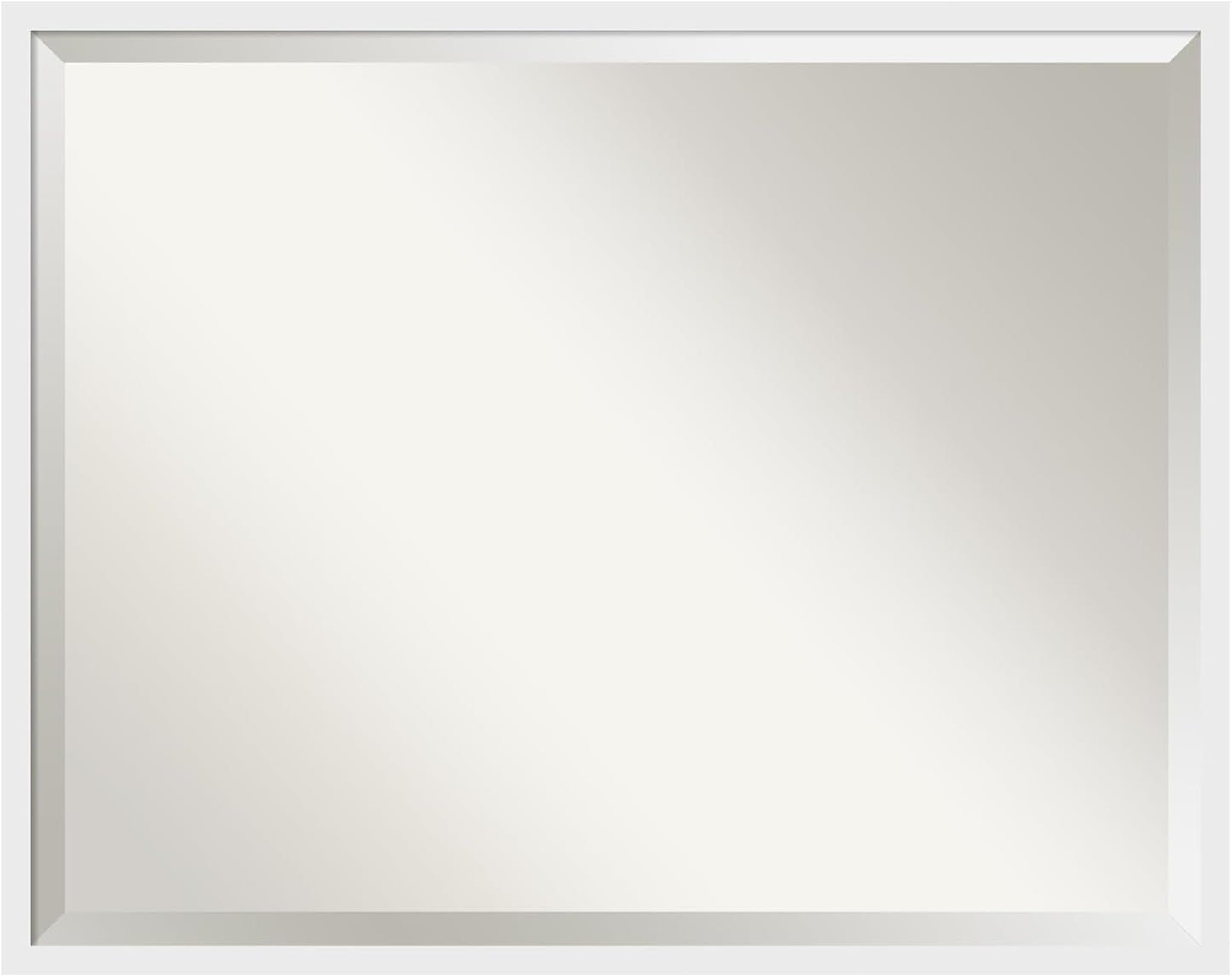 Amanti Art White Bathroom Mirror for Over Sink, 24x30 Incline White Rectangle Vanity Mirror, Large Modern Contemporary Wood Frame, Hangs Horizonally and Vertically, Bathroom Wall Decor, Beveled Edge