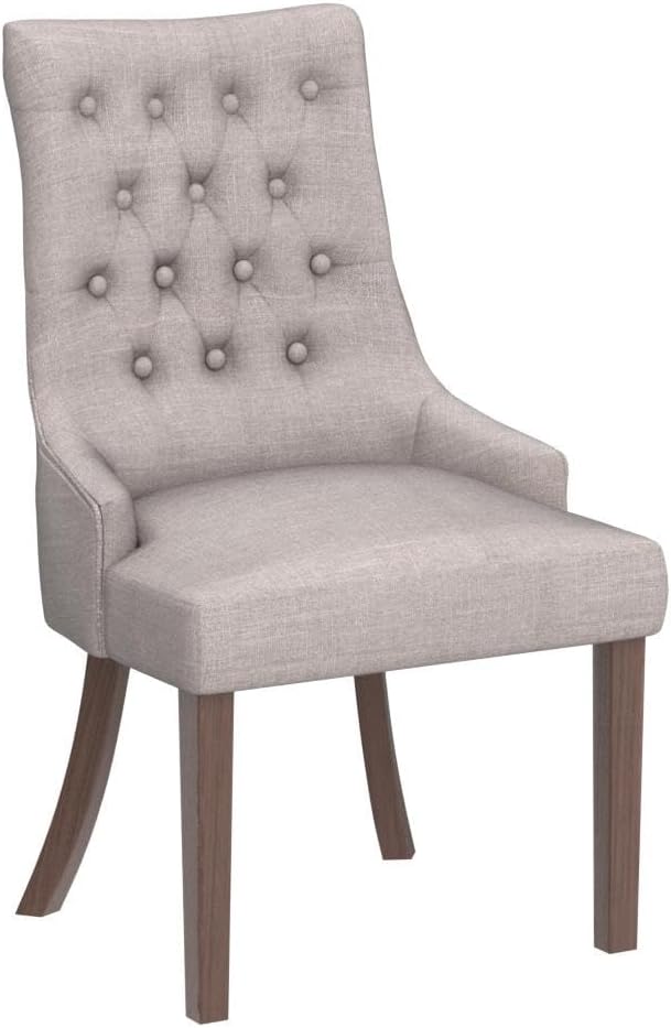 COLAMY Wingback Upholstered Dining Chairs Set of 4, Fabric Side Dining Room Chairs with Tufted Button, Living Room Chairs for Home Kitchen- Light Grey