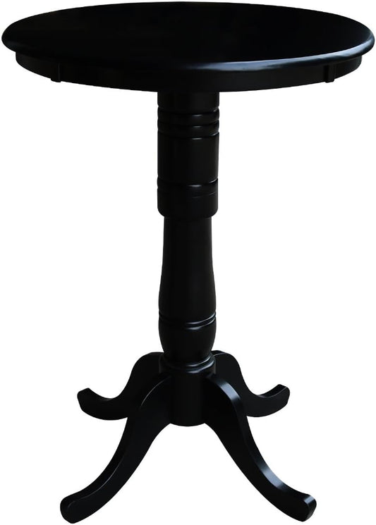 International Concepts 30" Round Top Pedestal Table, Bar Height-40.9", Black