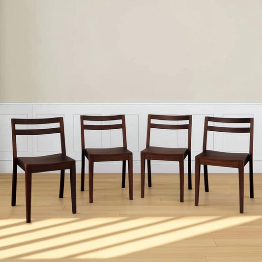 Grain & Grove Davie Dining Room Chairs Set of 4, Solid Wood Modern Kitchen Chair for Living Room, Kitchen, Walnut