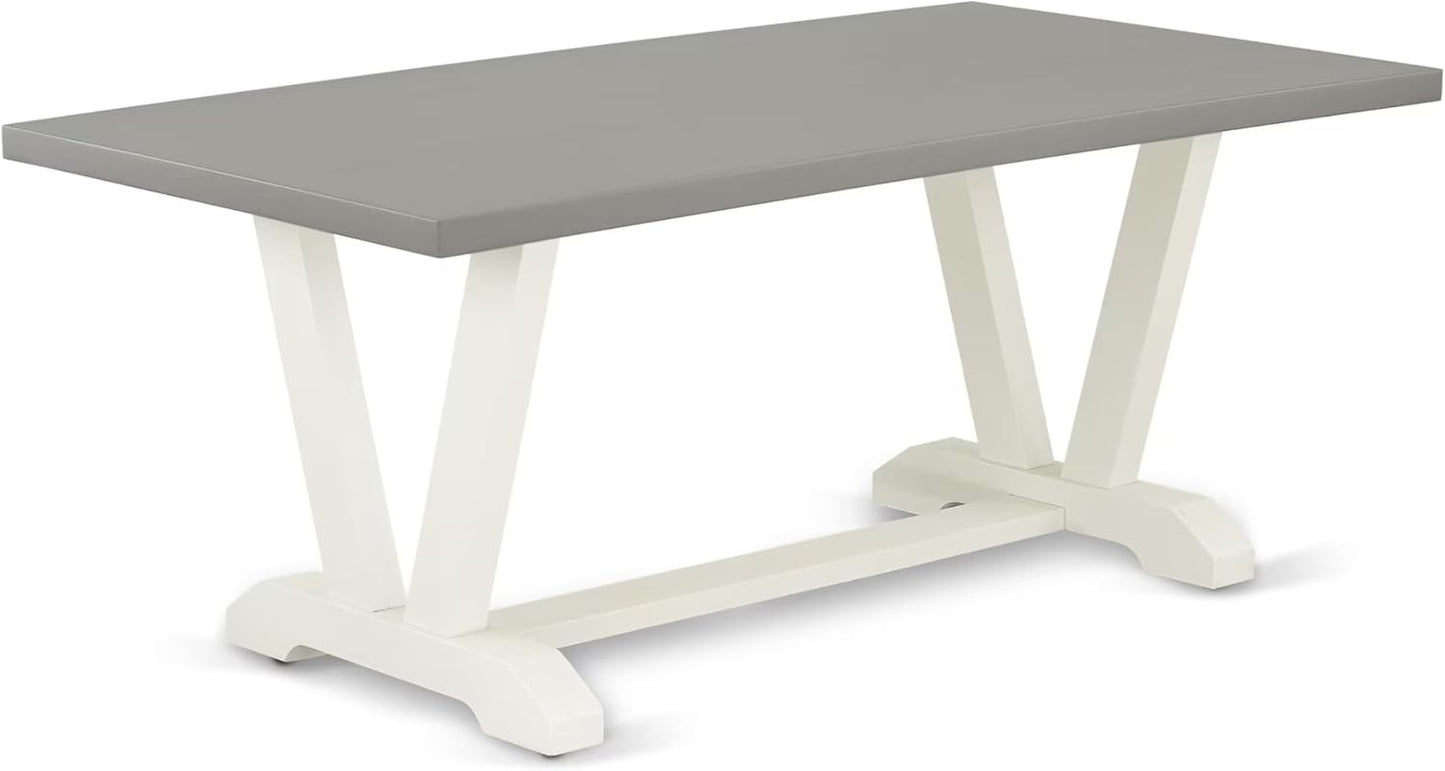 East West Furniture V097CE215-5 5 Piece Dining Table Set for 4 Includes a Rectangle Kitchen Table with V-Legs and 4 Baby Blue Linen Fabric Upholstered Chairs, 40x72 Inch, Multi-Color