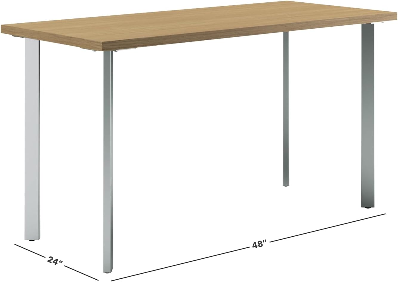 HON Coze Home Office Desks, Sturdy Table Computer Desk, 48", Natural Recon Top, Silver Base