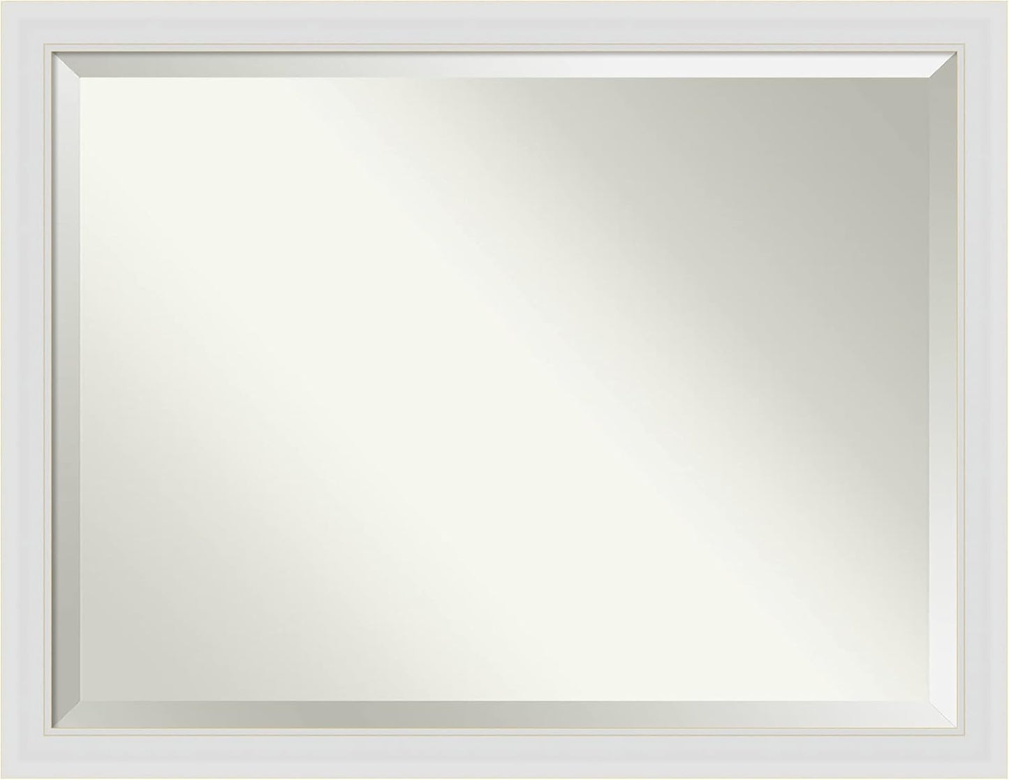 Amanti Art White Bathroom Mirror for Over Sink, 34x44 Flair Soft White Rectangle Vanity Mirror, X-Large Casual Frame, Hangs Horizonally and Vertically, Bathroom Wall Decor, Beveled Edge from WI, USA