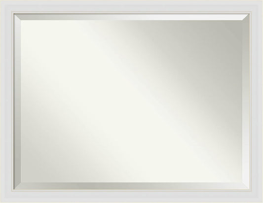 Amanti Art White Bathroom Mirror for Over Sink, 34x44 Flair Soft White Rectangle Vanity Mirror, X-Large Casual Frame, Hangs Horizonally and Vertically, Bathroom Wall Decor, Beveled Edge from WI, USA