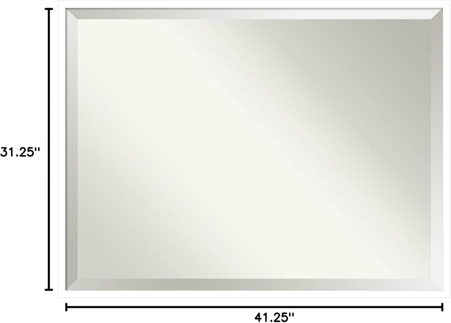 Amanti Art White Bathroom Mirror for Over Sink, 31x41 Svelte White Rectangle Vanity Mirror, X-Large Modern Wood Frame, Hangs Horizonally and Vertically, Bathroom Wall Decor, Beveled Edge from WI, USA