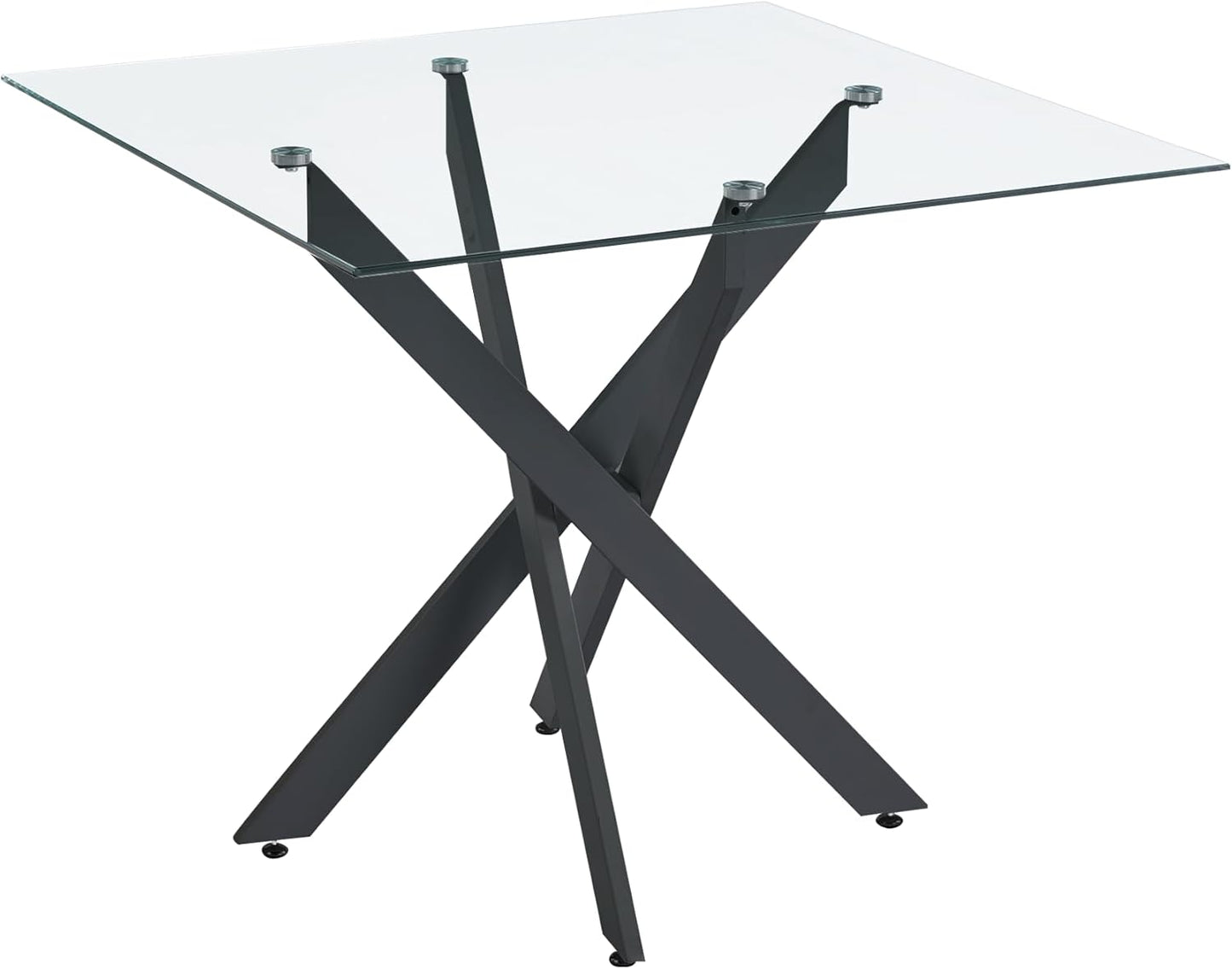 Dining Table for 4 Modern 35.43" Rectangular Glass Dining Table Kitchen & Dining Room Tables with Metal Base for Dining Room and Apartment, Black