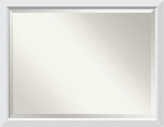 Amanti Art White Bathroom Mirror for Over Sink, 34x44 Blanco White Rectangle Vanity Mirror, X-Large Modern Contemporary Wood Frame, Hangs Horizonally and Vertically, Bathroom Wall Decor, Beveled Edge