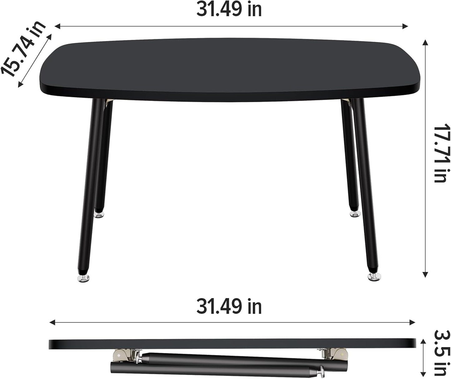 WOHOMO Folding Coffee Table Small Black Coffee Tables for Living Room Portable Simple Modern Rectangular Center Table for Small Spaces,No Assembly, 31.5 * 15.7 * 17.7IN, Black