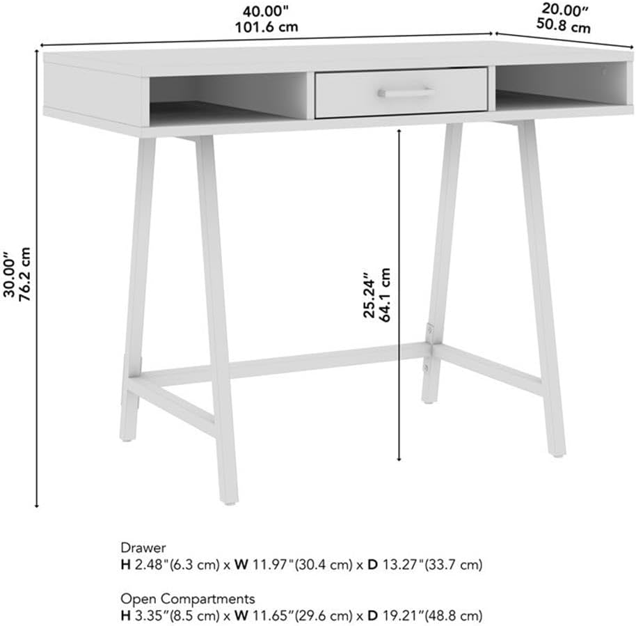 Bush Furniture Steele 40W Writing Desk in Reclaimed Pine | Computer Table for Home Office Workspace
