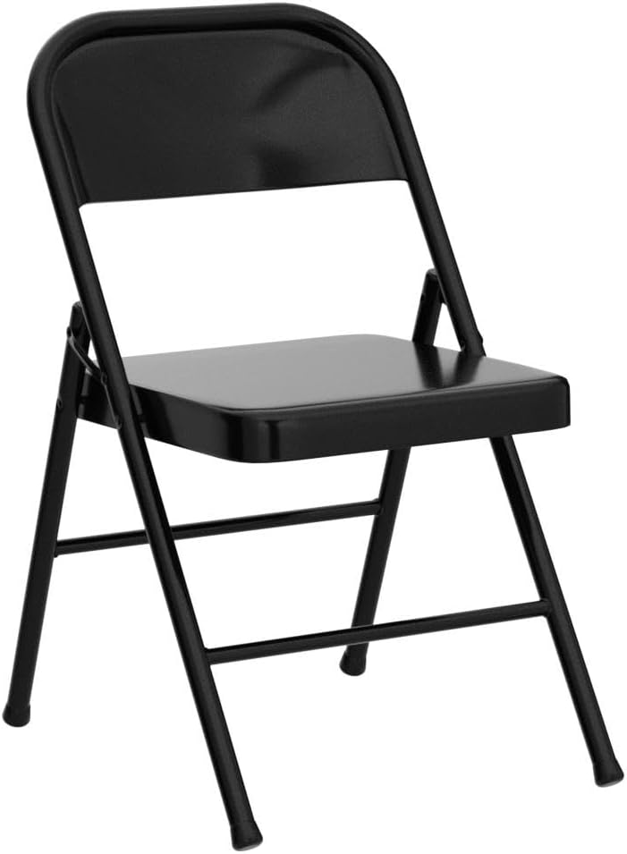 VECELO Metal Folding Chairs 4 Pack, Double Hinged Steel Frame Easy Foldable&Stackable for Office Kitchen Dinning Wedding Patio and Garden