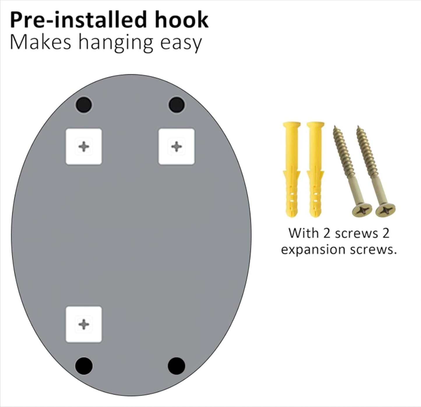 KOHROS Bathroom Mirrors for Over Sink - Oval Frameless Mirror - Beveled Polished Wall Mirror for Bathroom, Vanity, Bedroom (18" W x 24" H Oval)