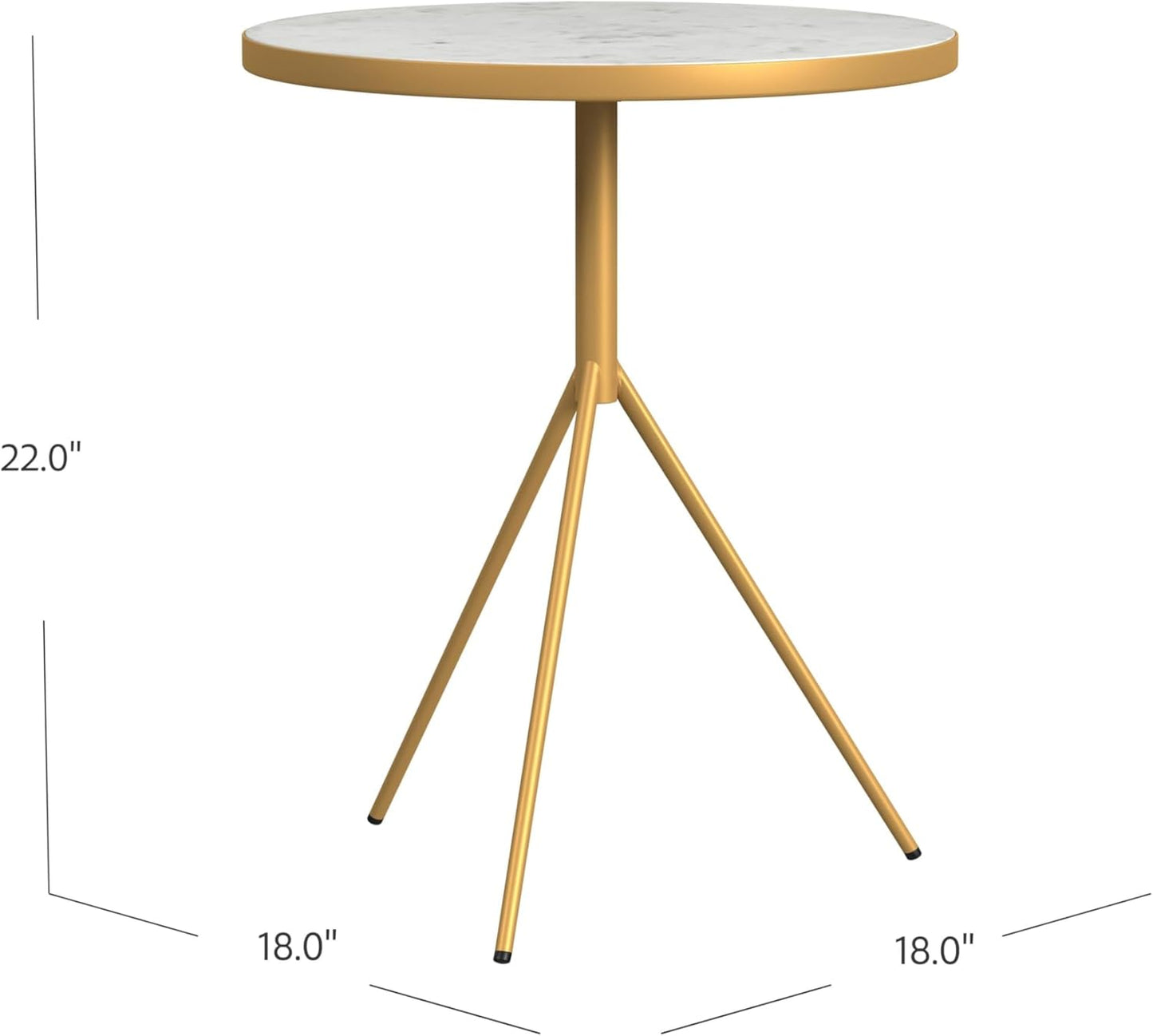 HomePop Marble Top End/Side Round Table with Gold Base