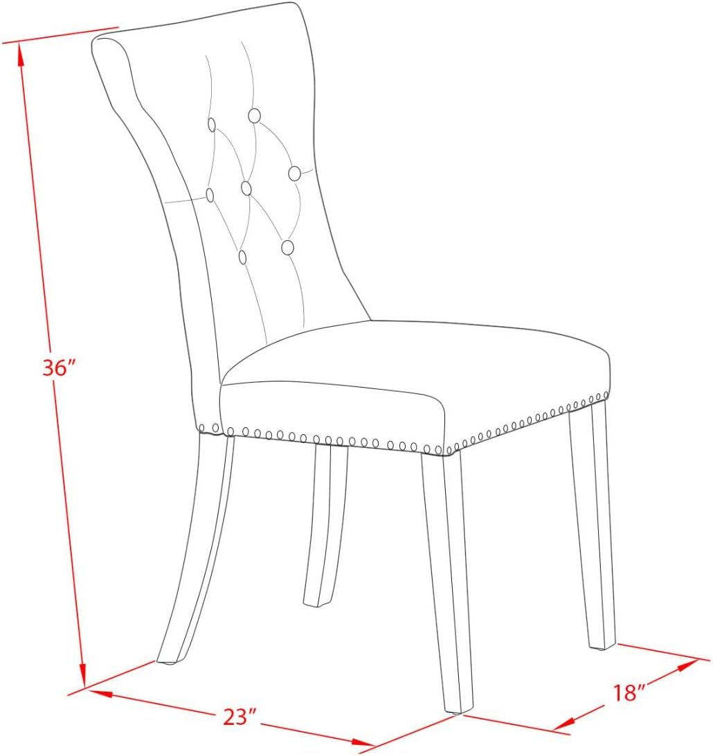 East West Furniture GAP2T35 Gallatin Modern Parson Chairs - Button Tufted Nailhead Trim Doeskin Linen Fabric Padded Dining Chairs, Set of 2, Linen White