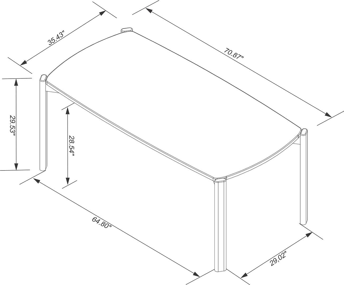 Manhattan Comfort Gales 70-Inch Mid Century Modern Dining Table for 6 Persons, Unique Minimalist Home Furniture with Solid Eucalyptus Wood Legs, Matte White