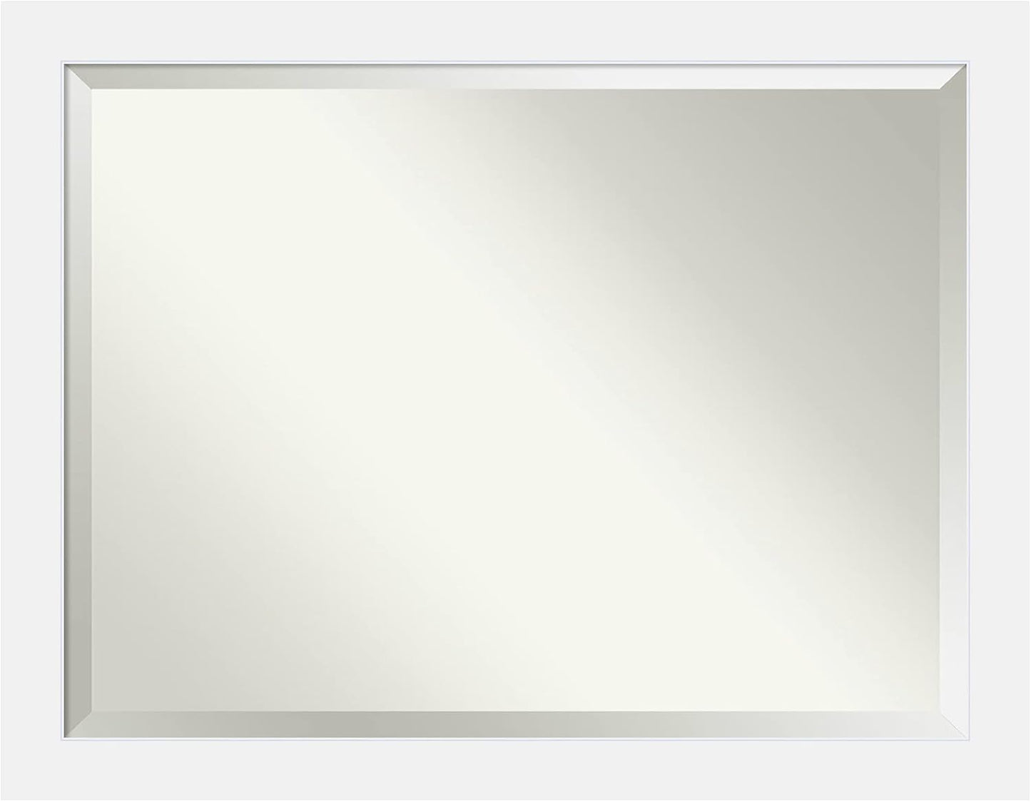 Amanti Art White Bathroom Mirror for Over Sink, 35x45 Corvino White Rectangle Vanity Mirror, X-Large Modern Contemporary Wood Frame, Hangs Horizonally and Vertically, Bathroom Wall Decor, Beveled Edge