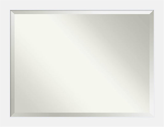 Amanti Art White Bathroom Mirror for Over Sink, 35x45 Corvino White Rectangle Vanity Mirror, X-Large Modern Contemporary Wood Frame, Hangs Horizonally and Vertically, Bathroom Wall Decor, Beveled Edge