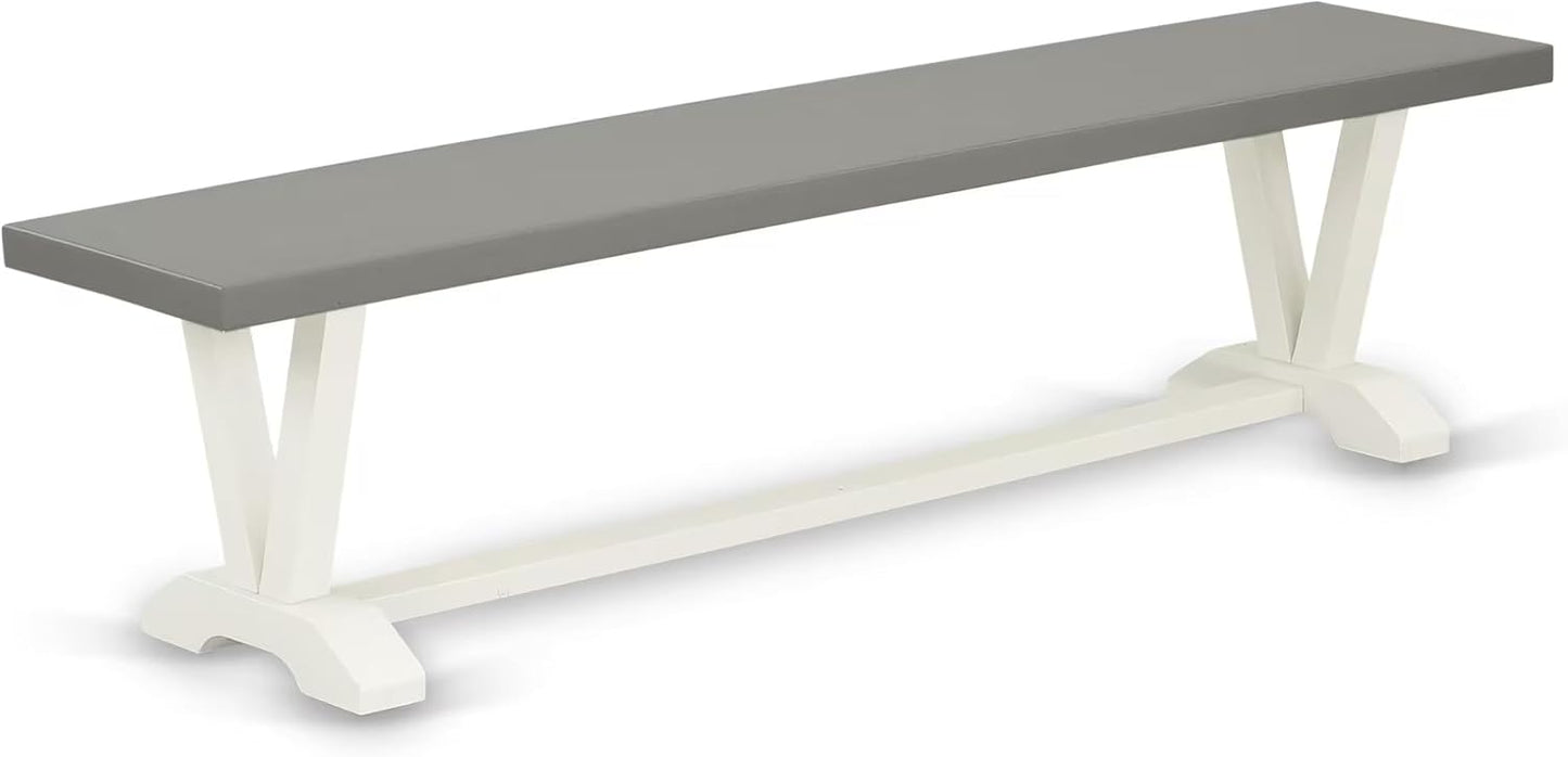 East West Furniture V097CE215-6 6 Piece Dining Set Contains a Rectangle Dining Room Table with V-Legs and 4 Baby Blue Linen Fabric Upholstered Chairs with a Bench, 40x72 Inch, Multi-Color